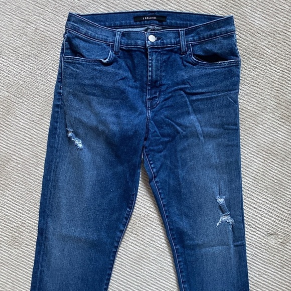 J Brand 620 Mid Rise Super Skinny Distressed Mid Mystic Wash Blue Jeans Size 31 - Picture 3 of 14